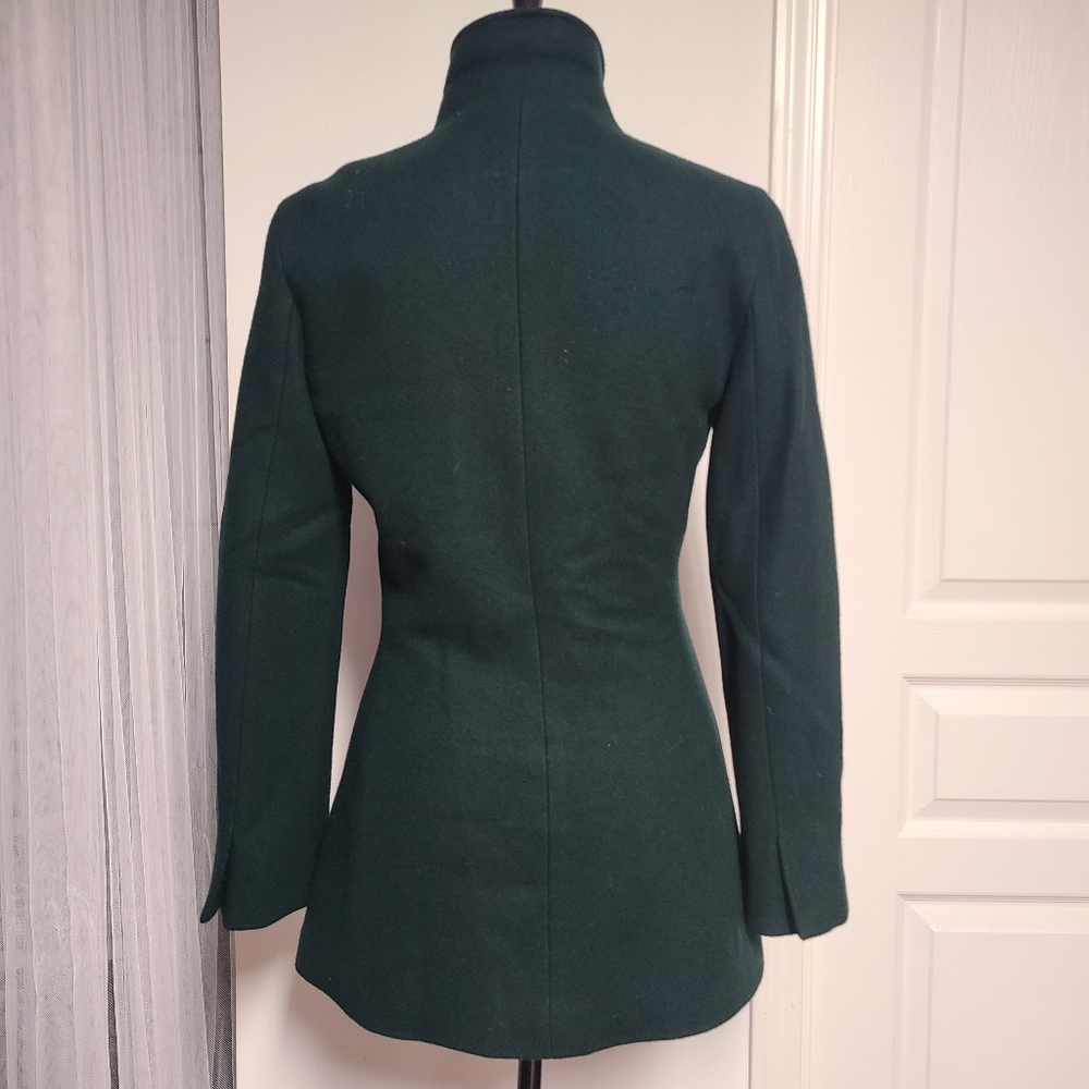Armani Jeans Dark Green Asymmetrical Zip Wool Blend Jacket with Gold Hardware - Picture 4 of 9